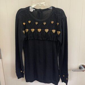 CLAUDE BARTHELEMY  PARIS long sleeves black cotton top, size small